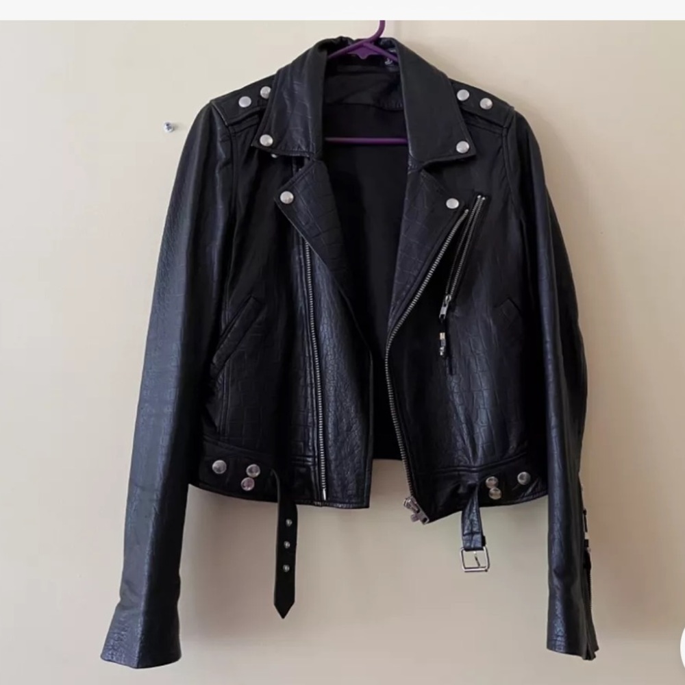 BLK DNM Black Leather Jacket. Reptile print. Awesome leather. Super stylish.